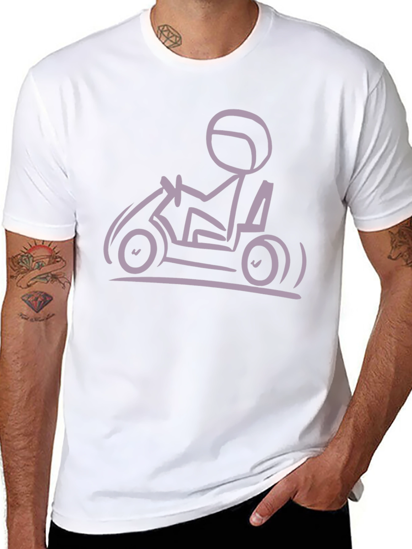 Go Kart Stick Figure T-Shirt - Black