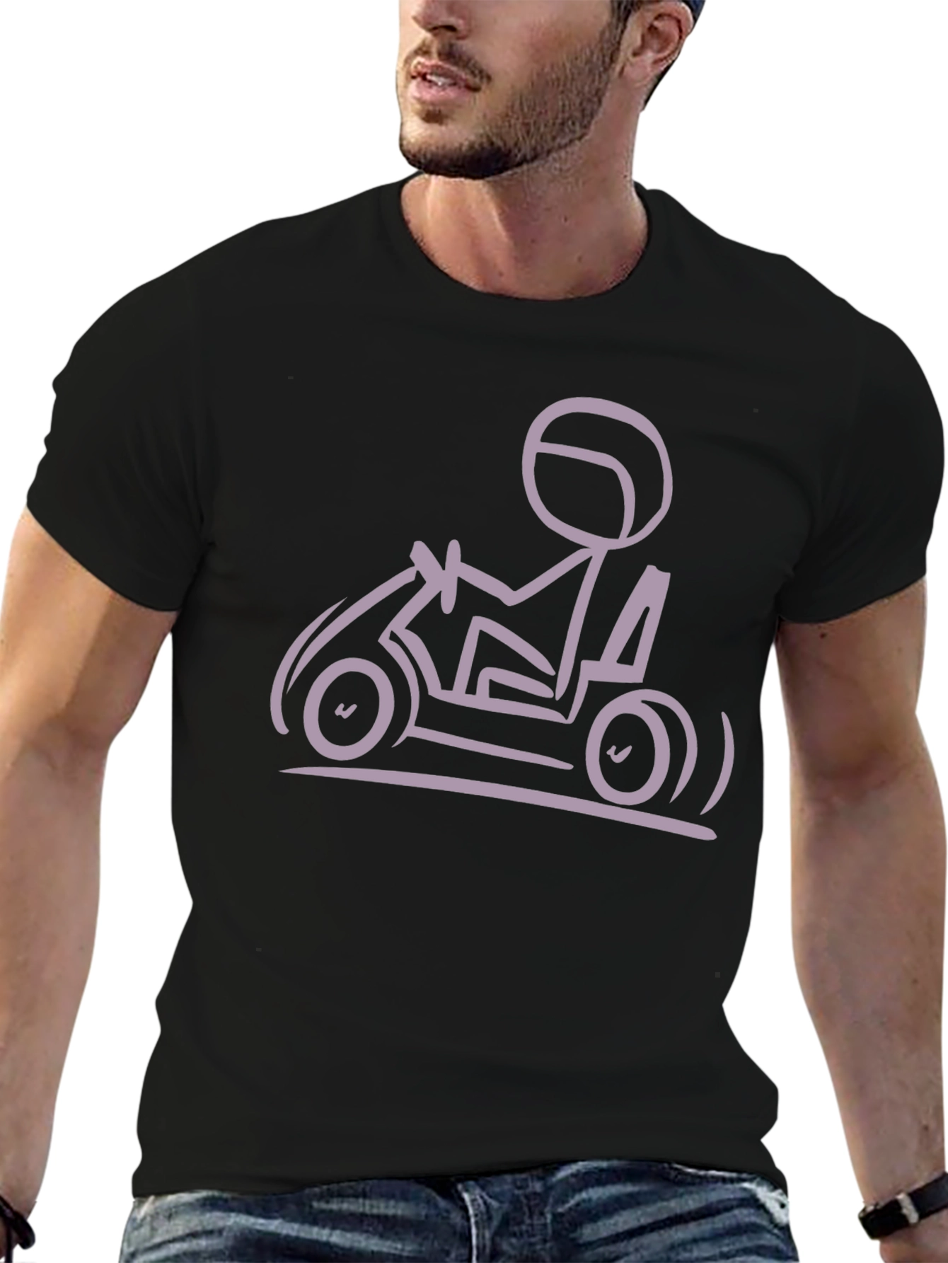 Go Kart Stick Figure T-Shirt - Black