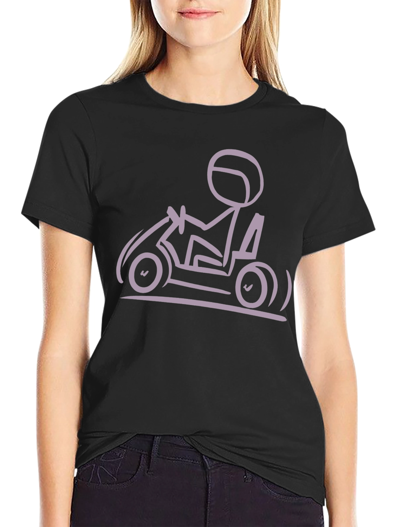 Go Kart Stick Figure T-Shirt - Black