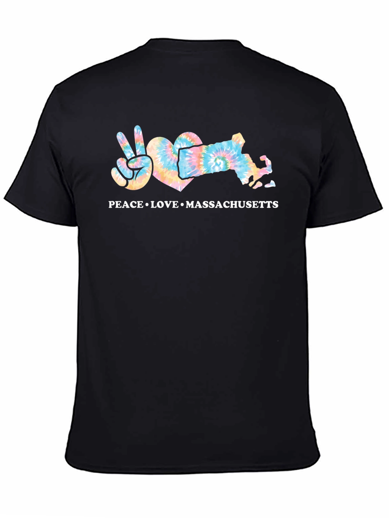 Peace Love Massachusetts Tie Dye Graphic T-Shirt