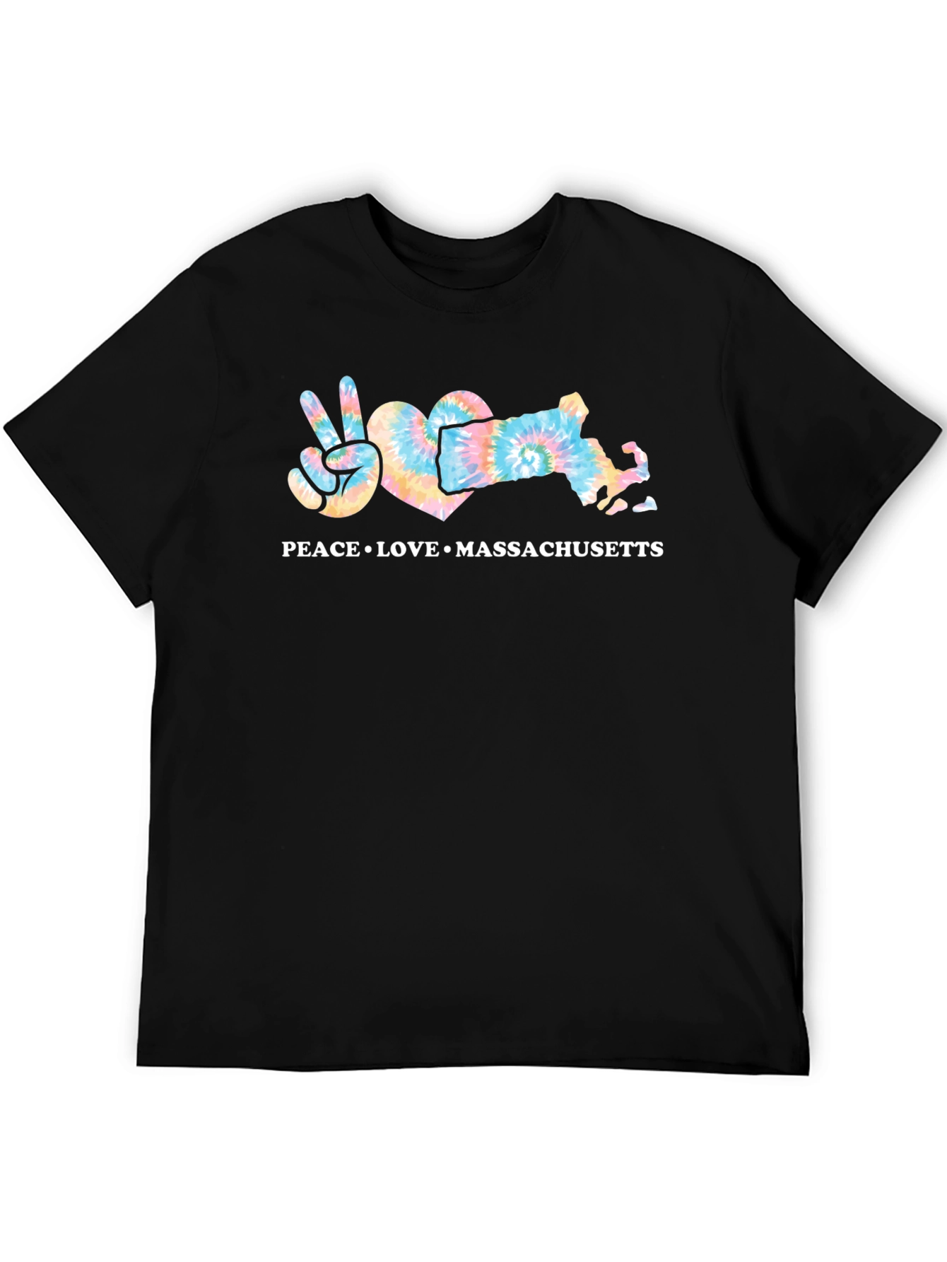 Peace Love Massachusetts Tie Dye Graphic T-Shirt