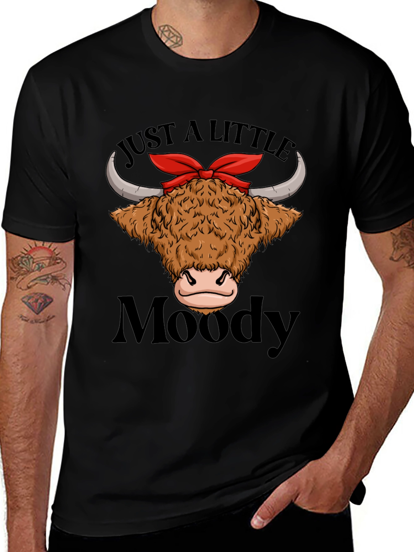 Moody Highland Cow T-Shirt Funny Graphic Tee