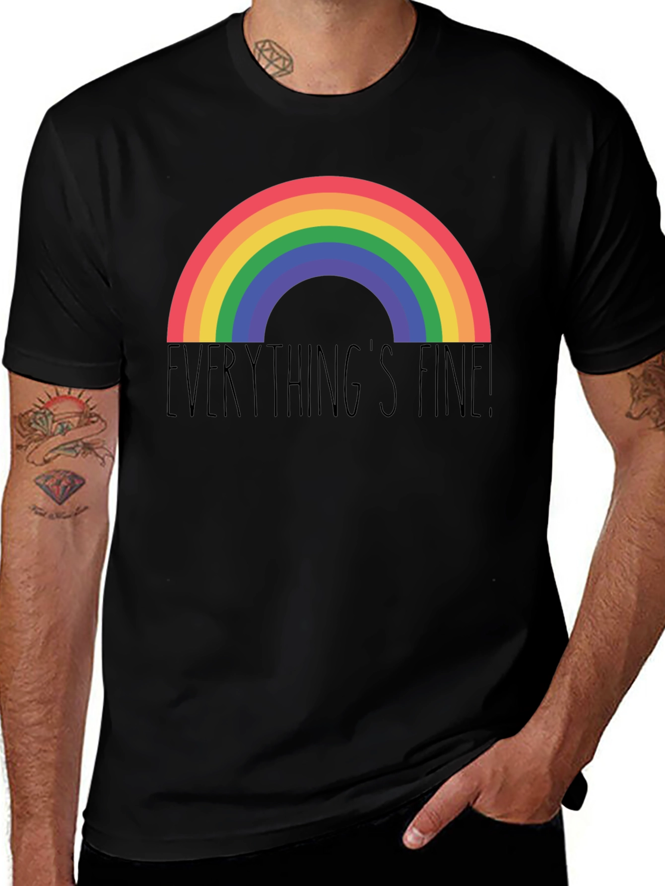 Everythings Fine Rainbow Tee