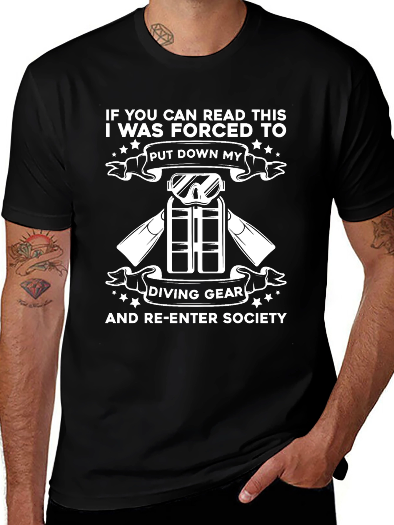 Funny Scuba Diving T-Shirt - Forced to Dive