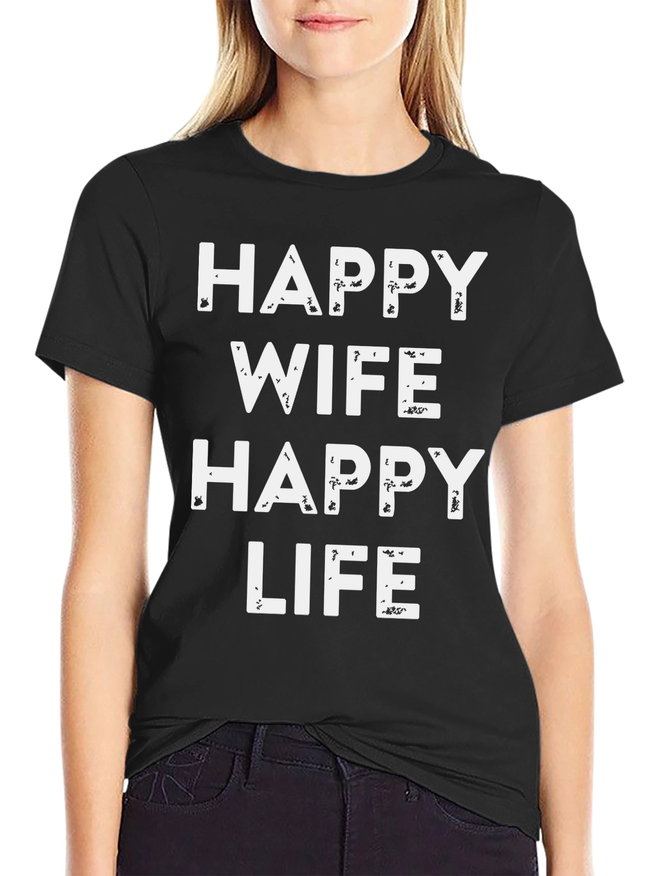 Happy Wife Happy Life Black T-Shirt