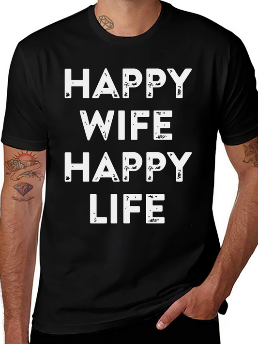 Happy Wife Happy Life Black T-Shirt