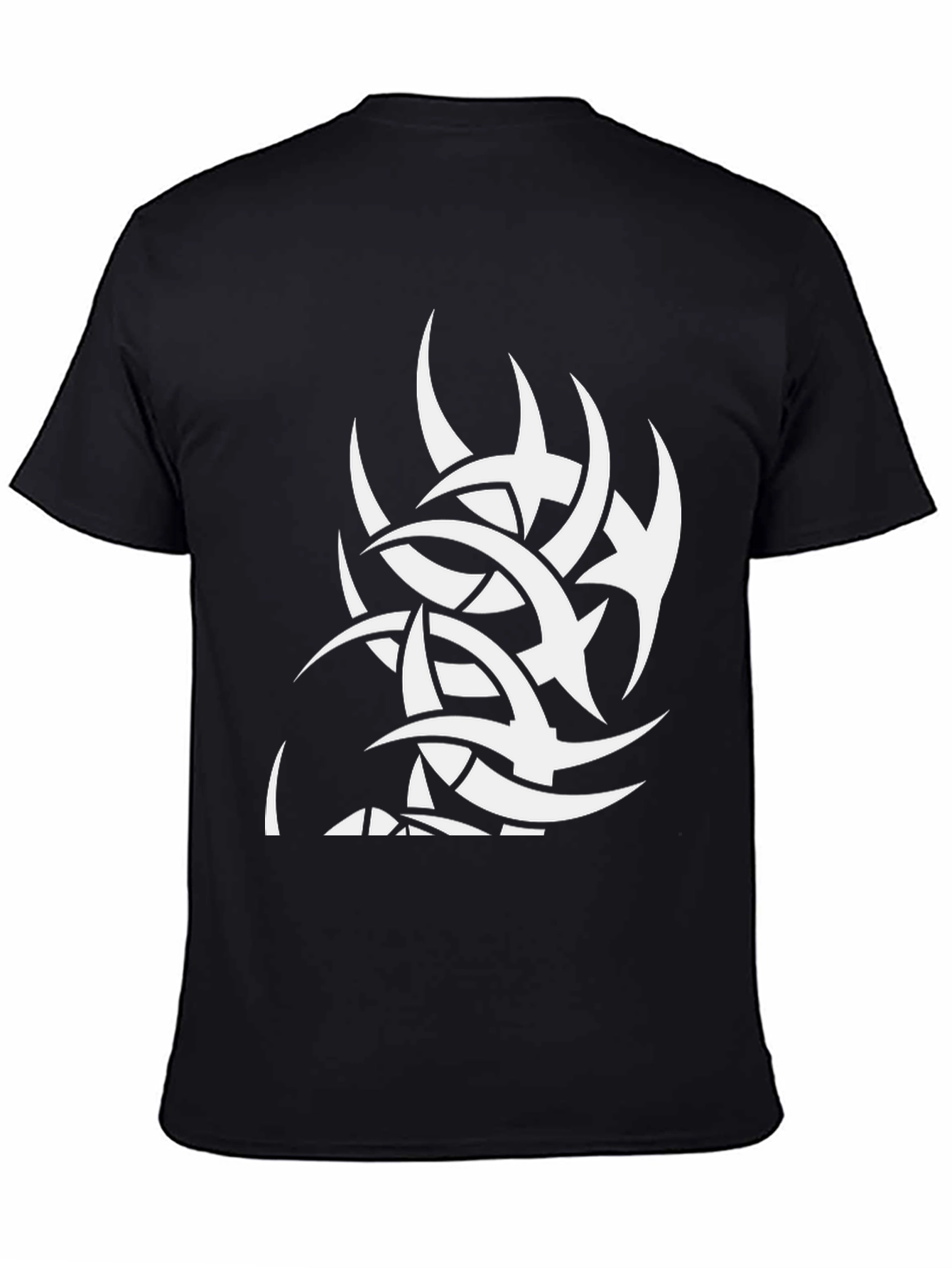 Black Tee with White Tribal Graphic Print