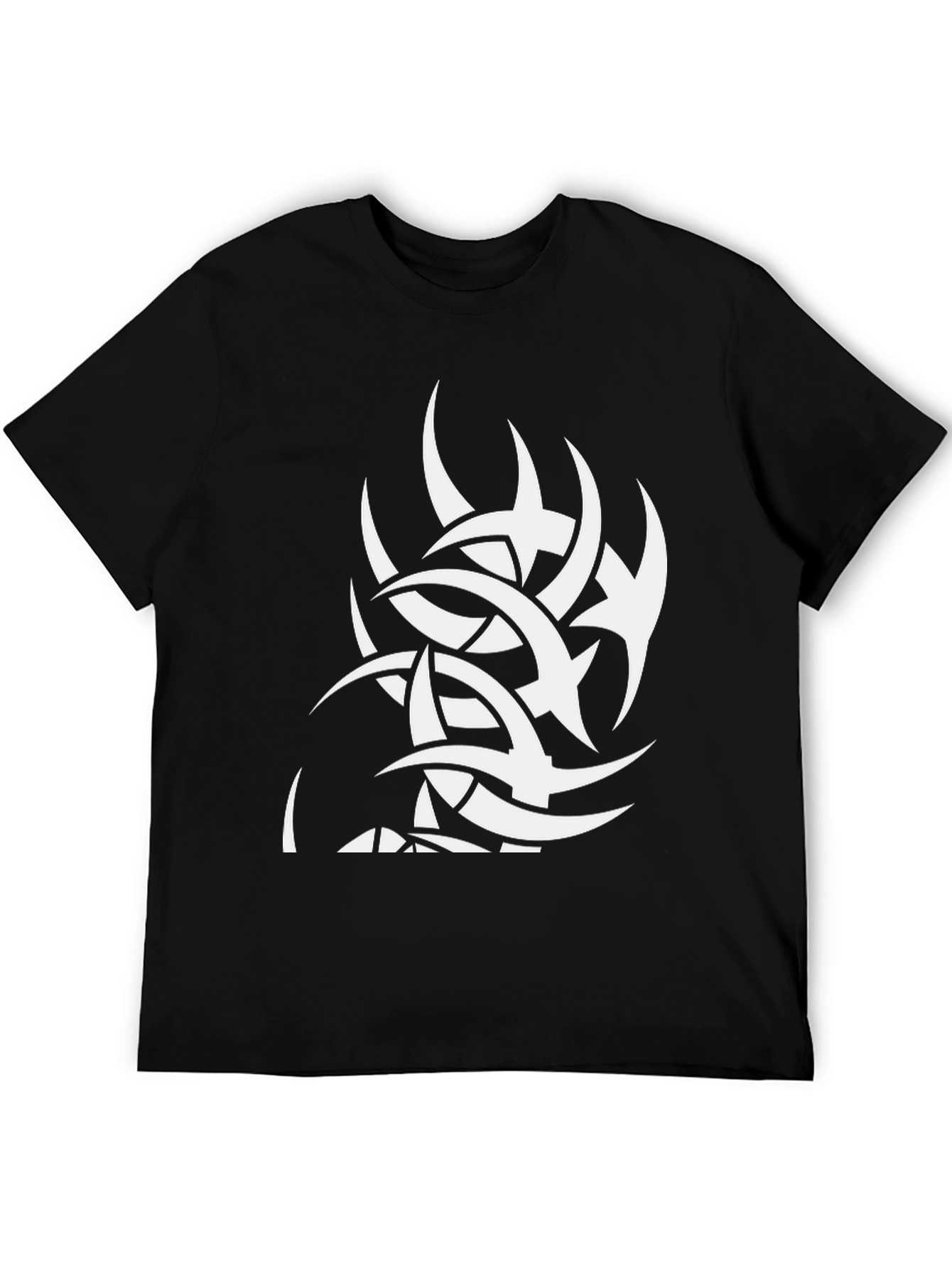 Black Tee with White Tribal Graphic Print