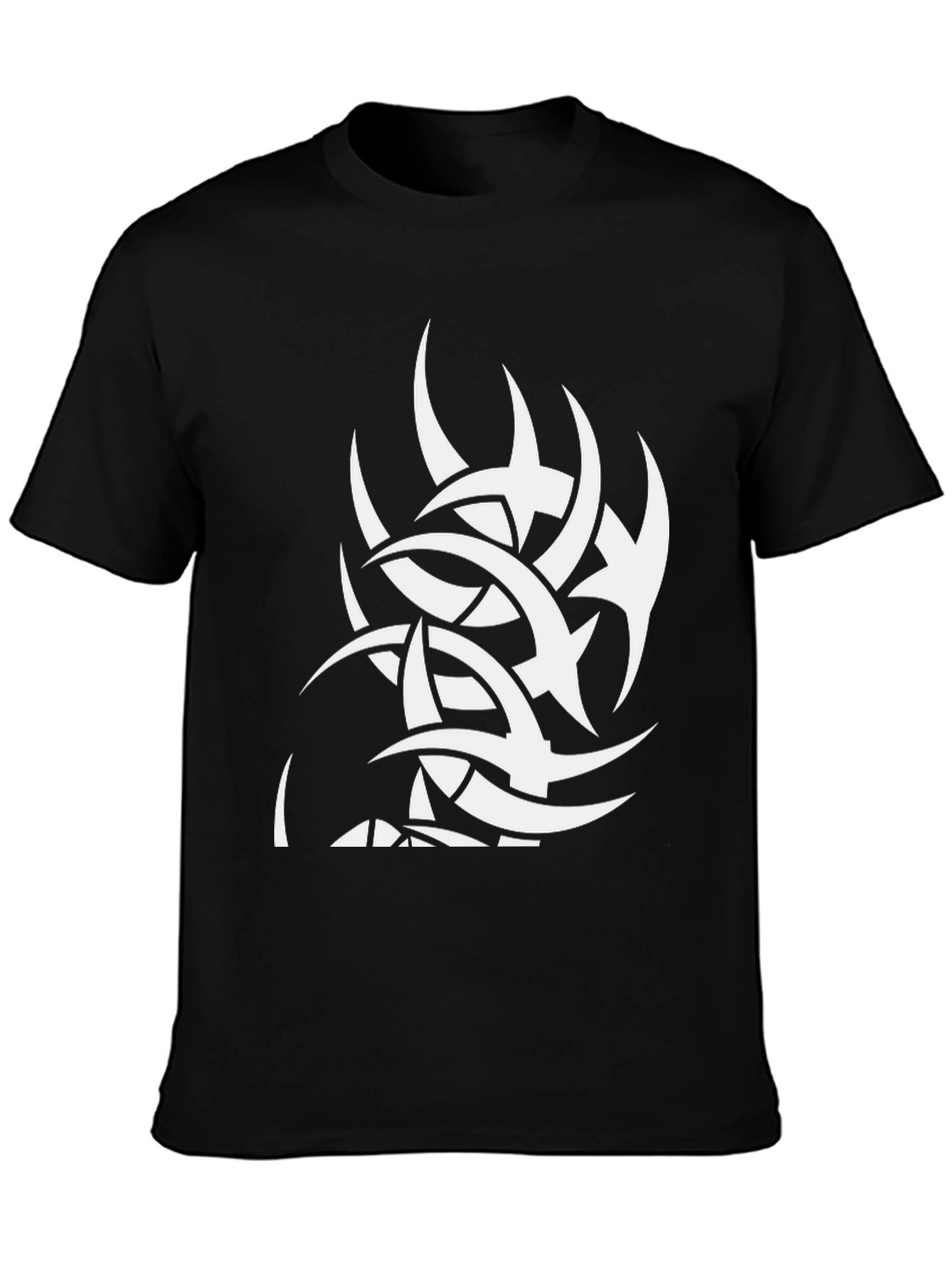 Black Tee with White Tribal Graphic Print