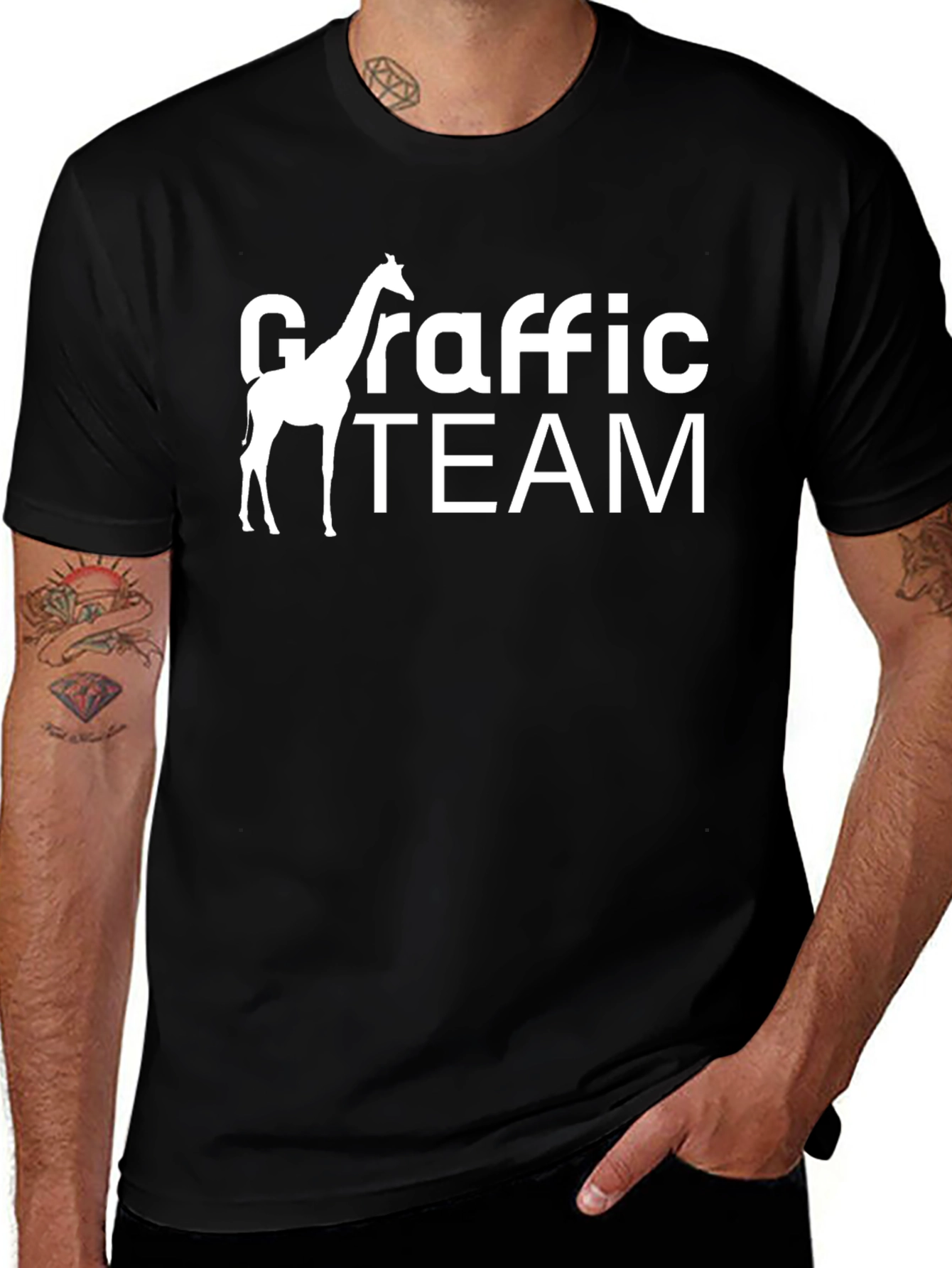 Giraffe Traffic Team Black Graphic Tee