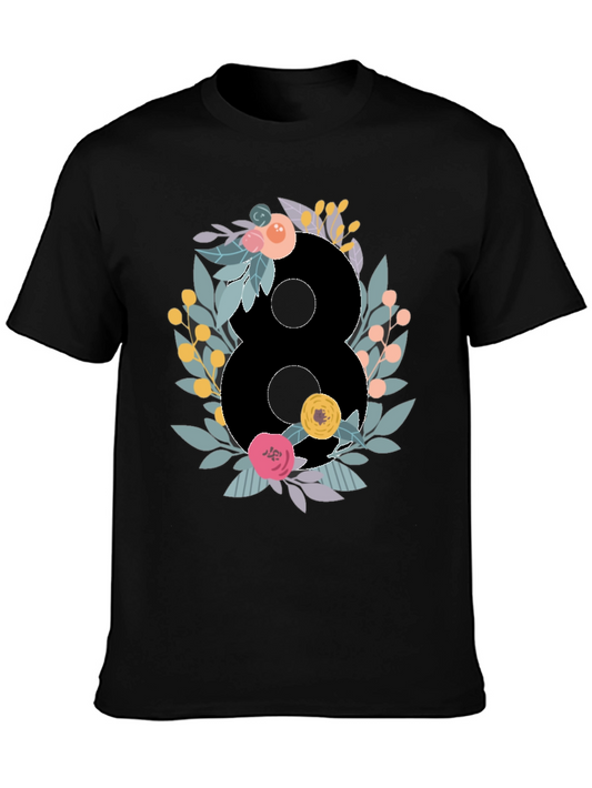 Floral Number 8 Graphic Tee - Stylish Casual Wear