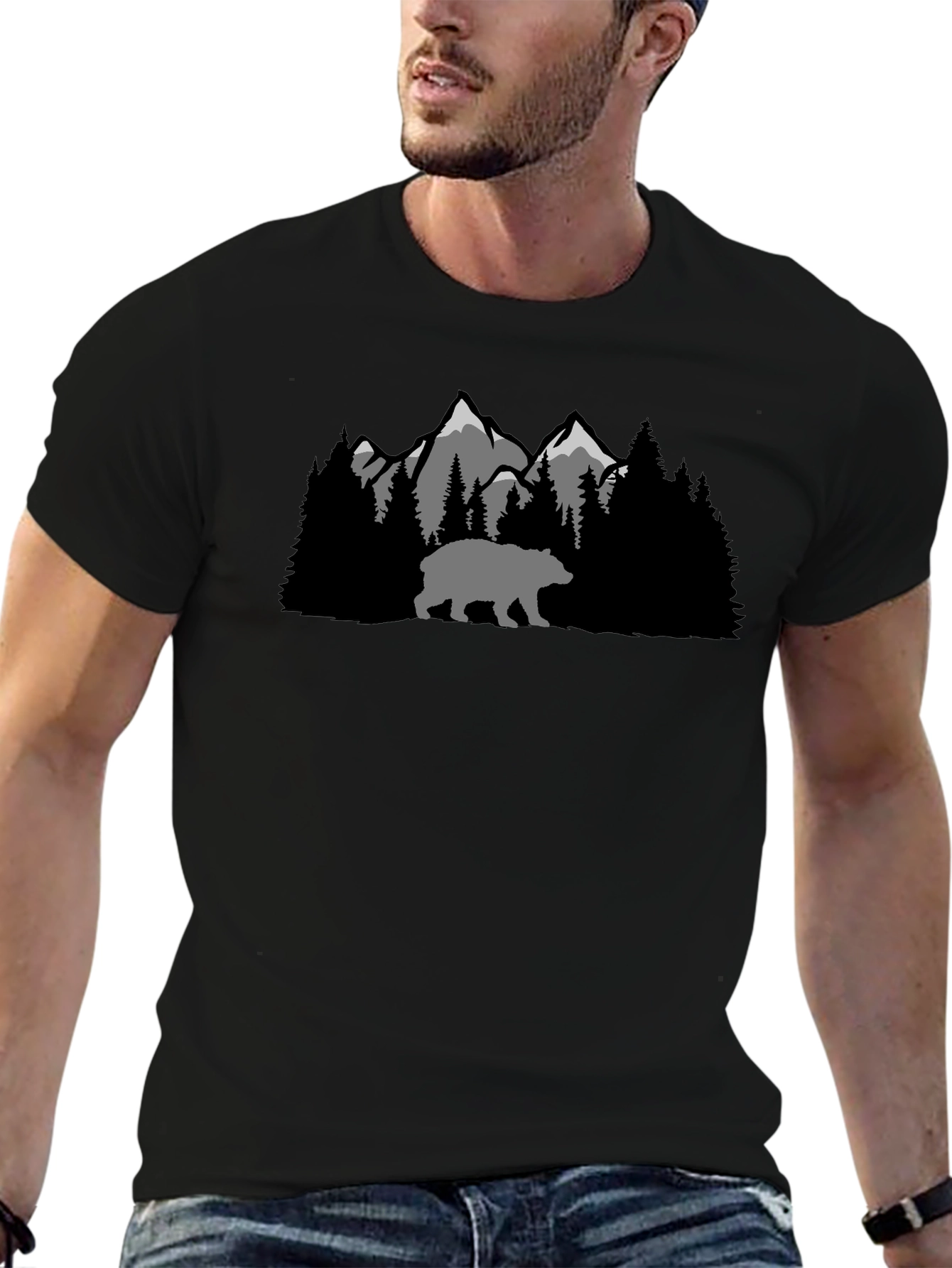 Mountain Bear Graphic Tee - Black