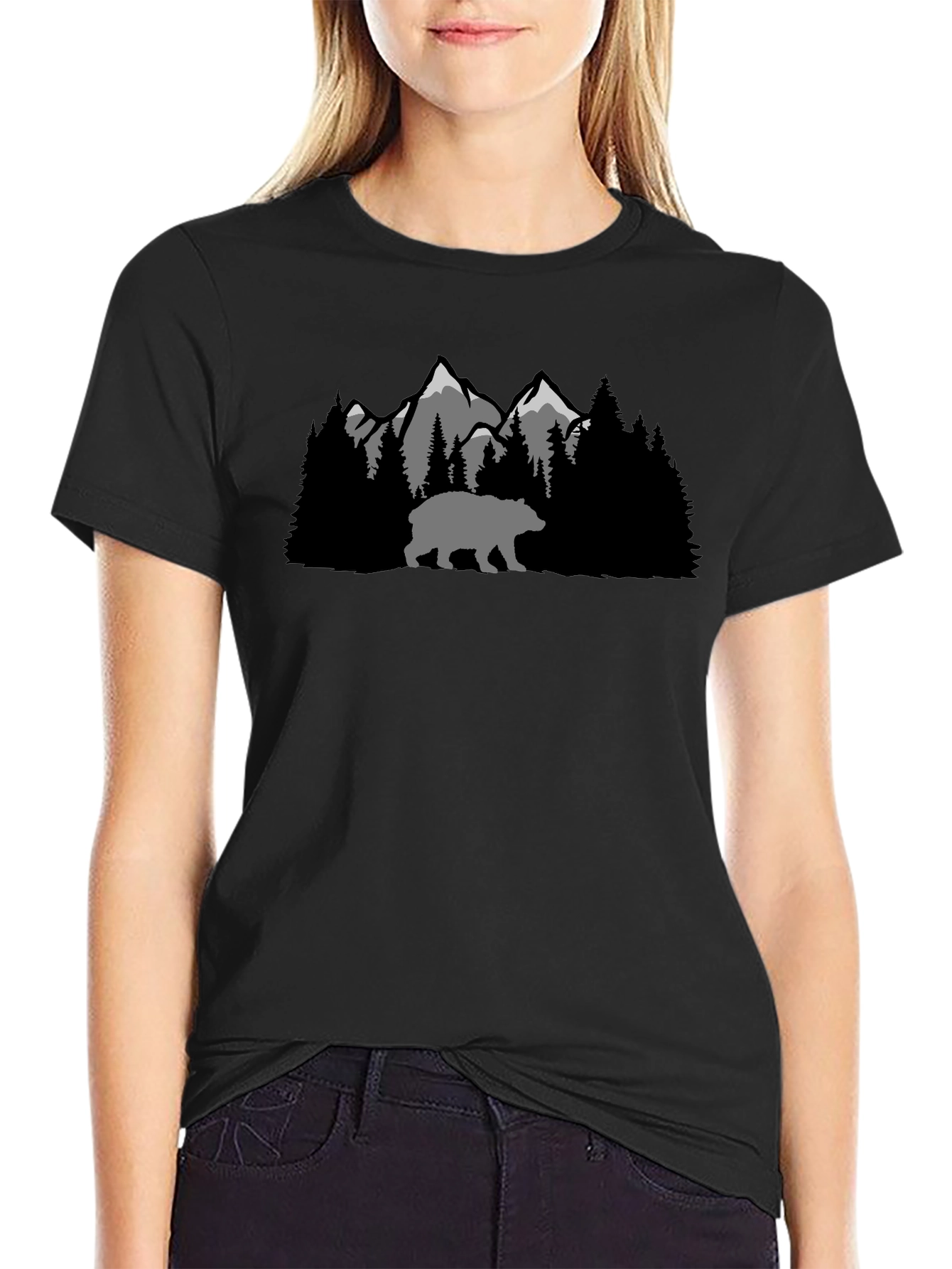 Mountain Bear Graphic Tee - Black