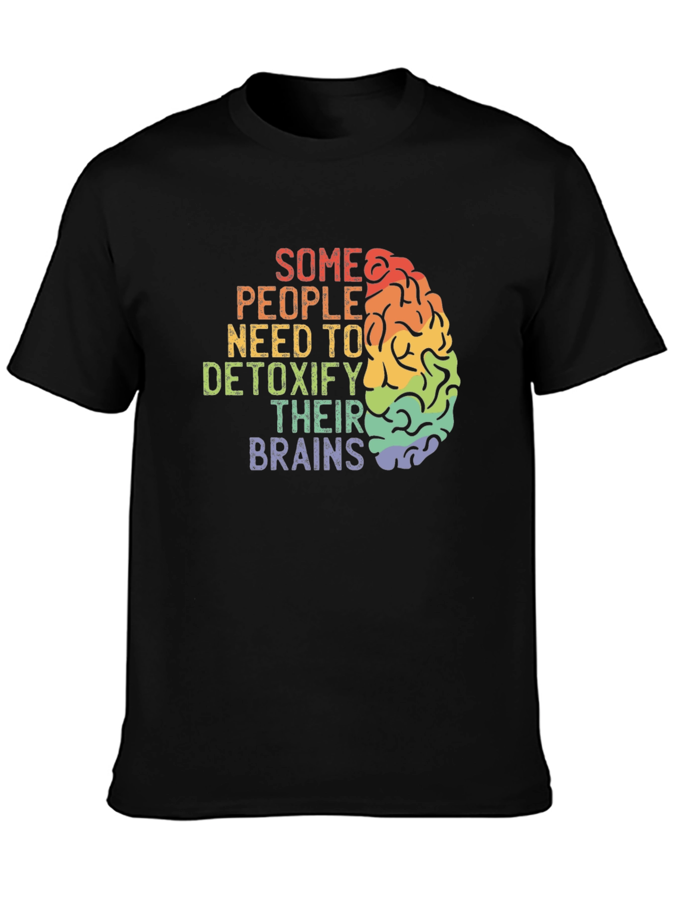 Detoxify Brains Tee - Rainbow Brain Graphic T-Shirt
