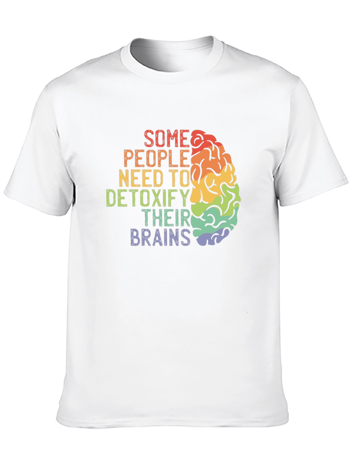 Detoxify Brains Tee - Rainbow Brain Graphic T-Shirt