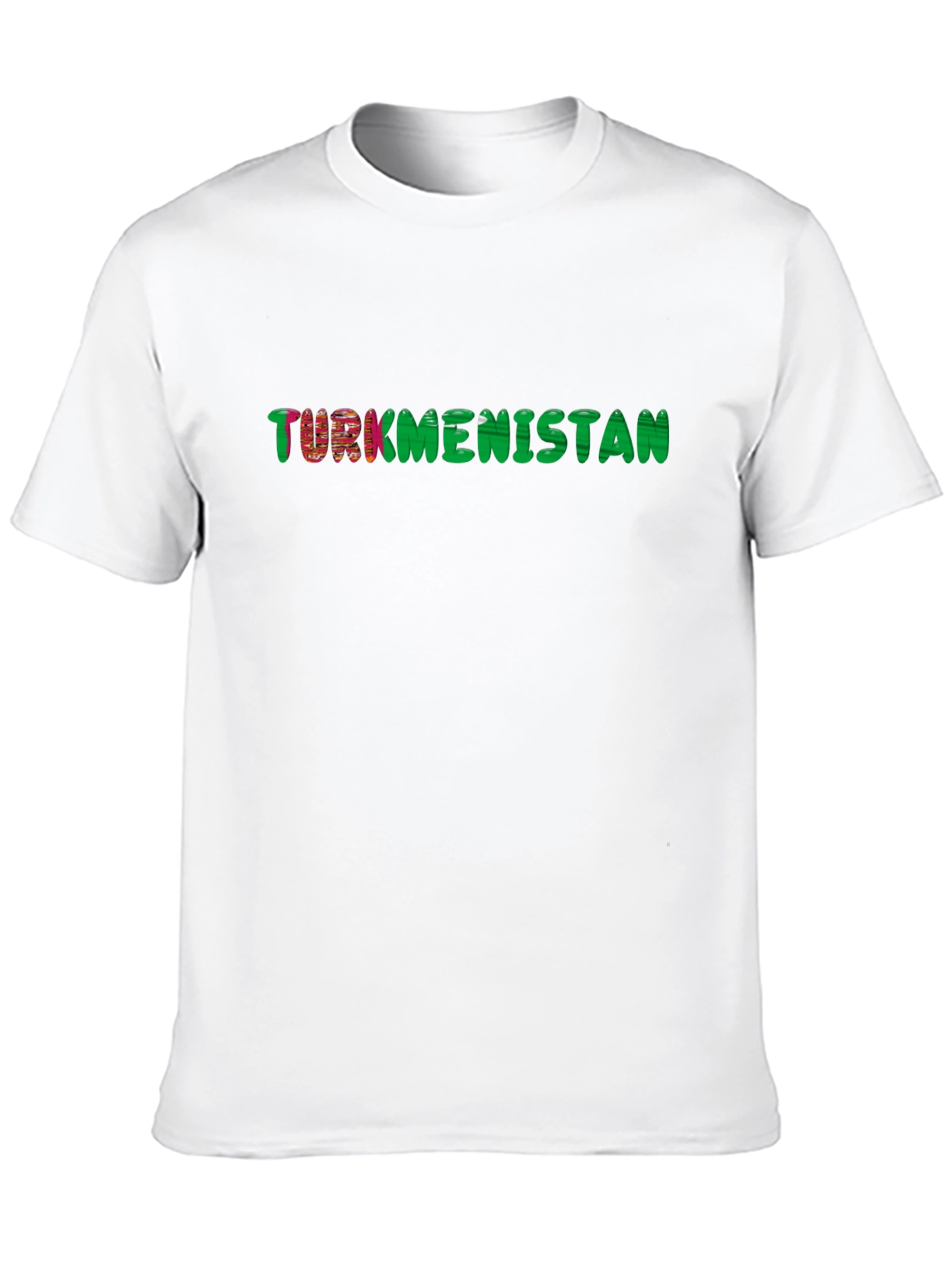 Turkmenistan Flag Text T-Shirt - Black Cotton Tee