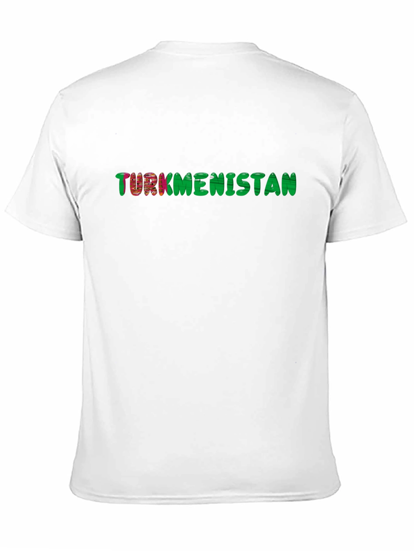 Turkmenistan Flag Text T-Shirt - Black Cotton Tee