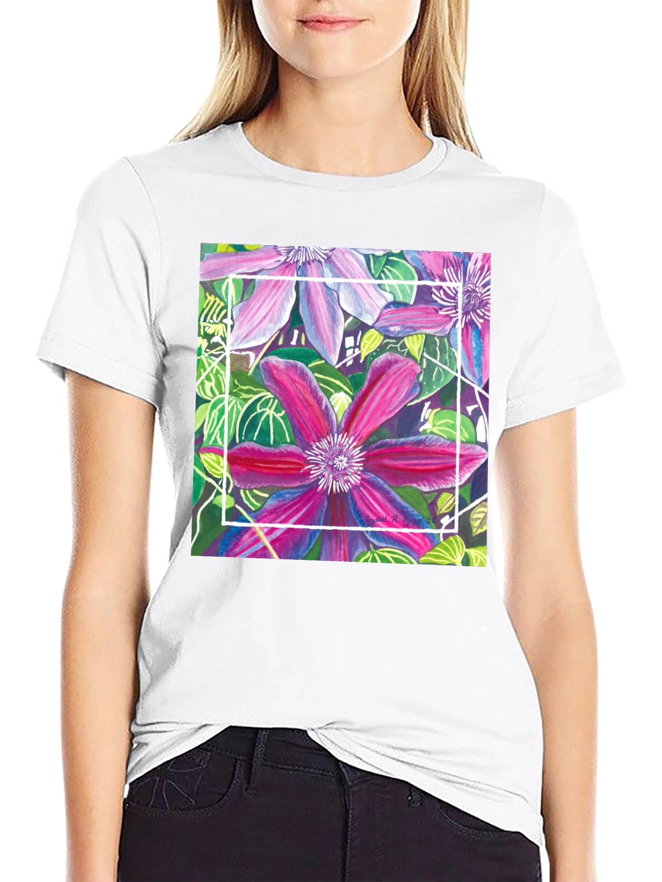 Floral T-Shirt: Artistic Bloom Design