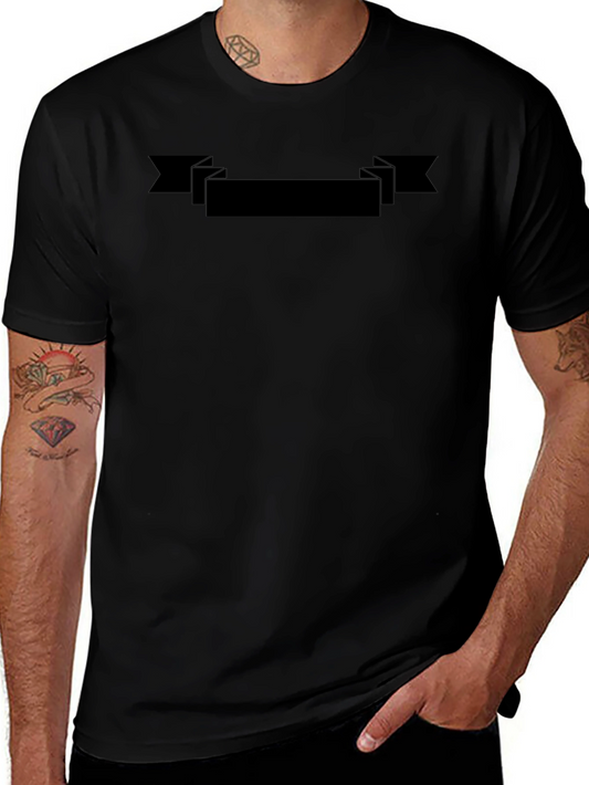 Mens Classic Black T-Shirt with Customizable Banner