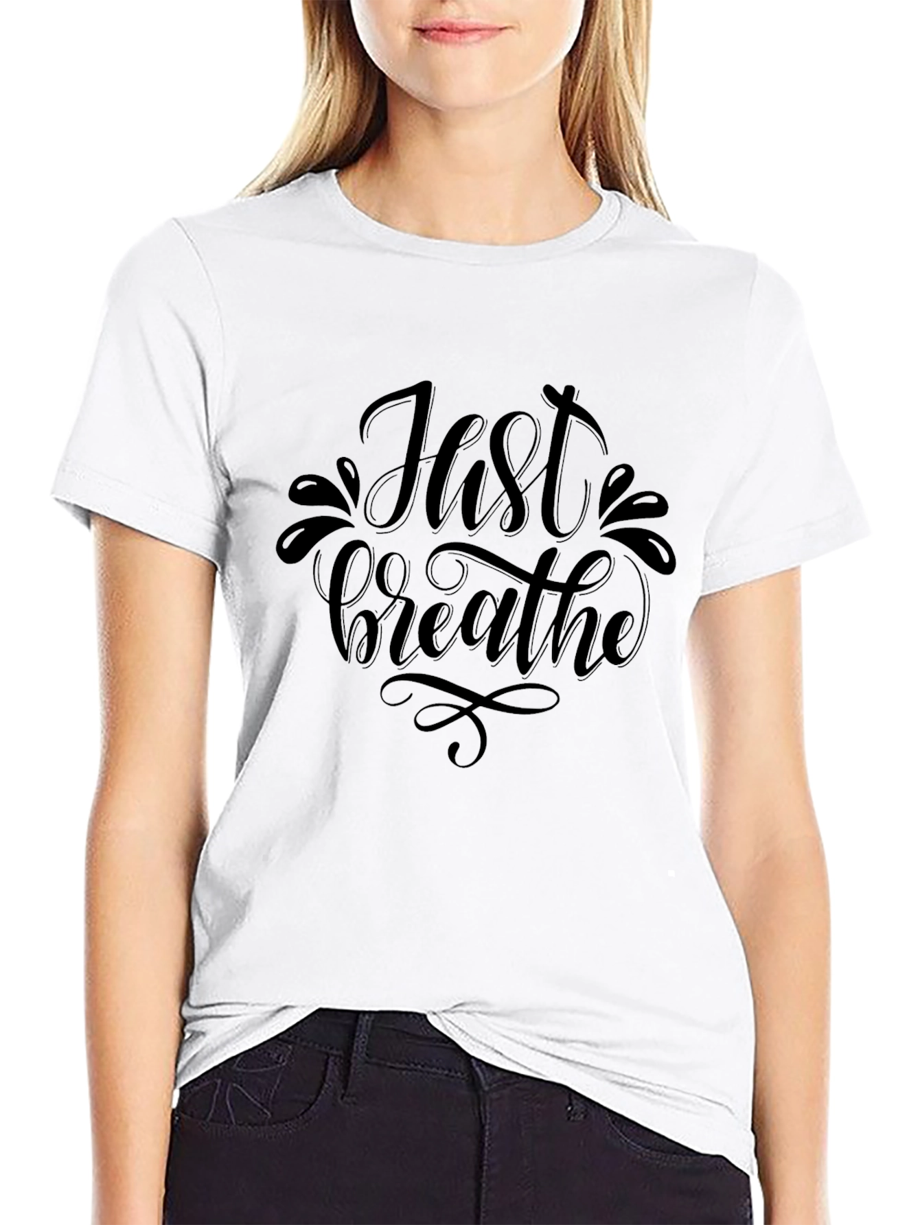 Just Breathe Black Graphic Tee