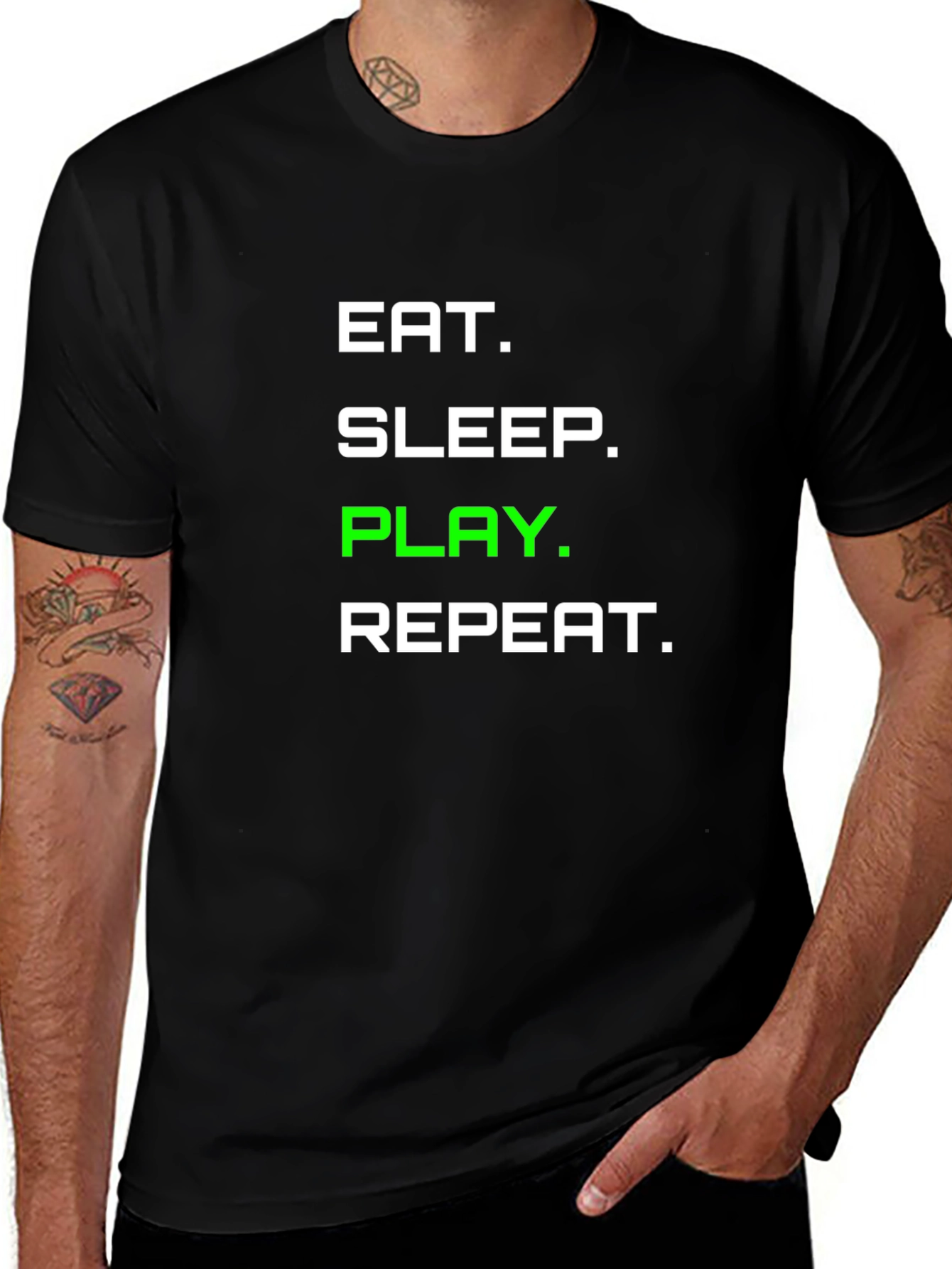Eat Sleep Play Repeat Graphic Tee - Gamer T-Shirt