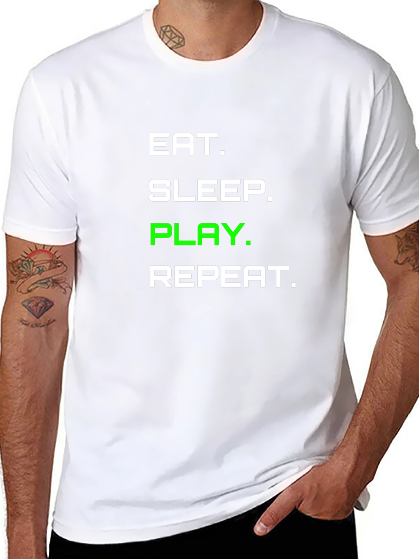 Eat Sleep Play Repeat Graphic Tee - Gamer T-Shirt
