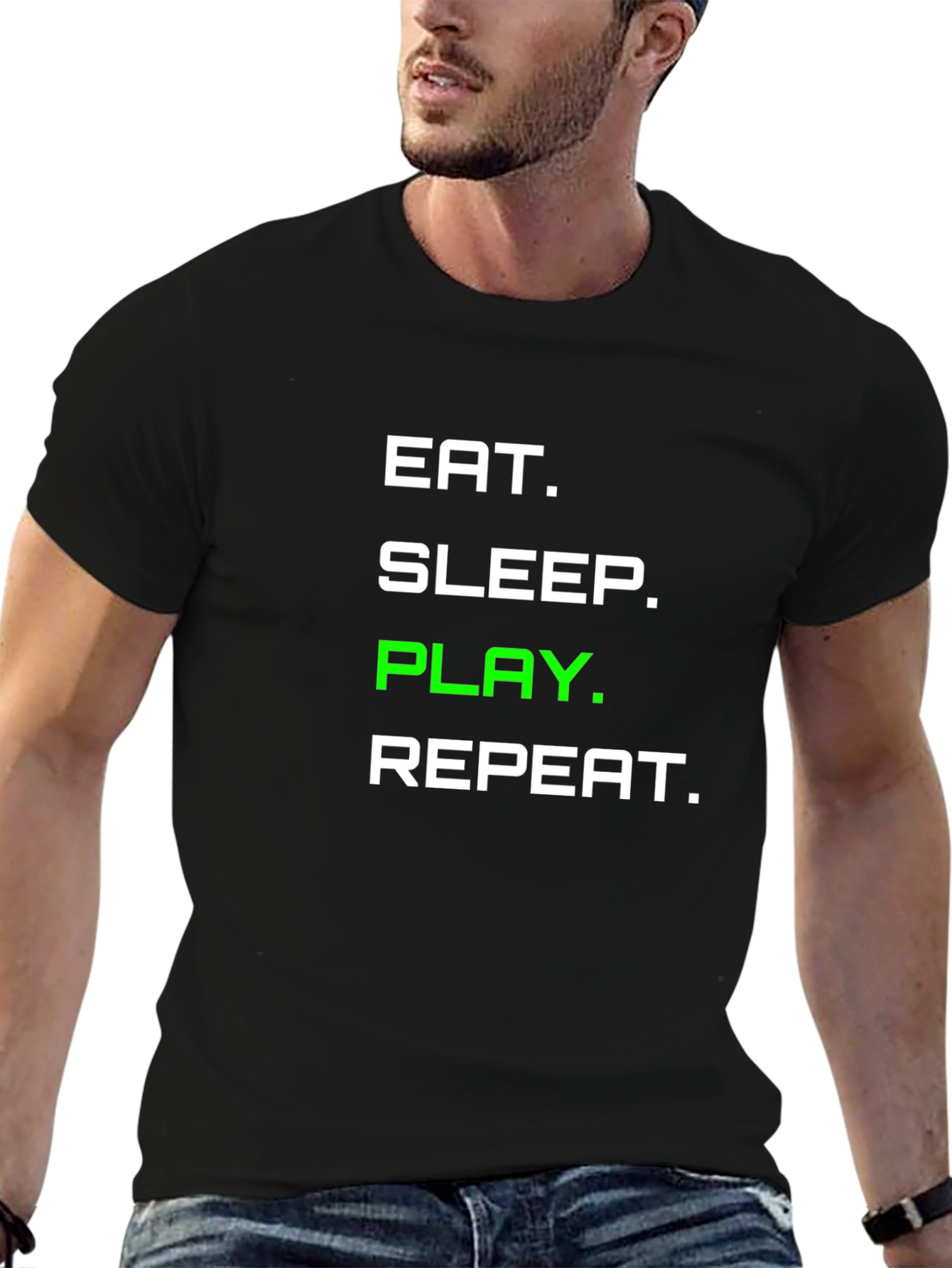 Eat Sleep Play Repeat Graphic Tee - Gamer T-Shirt