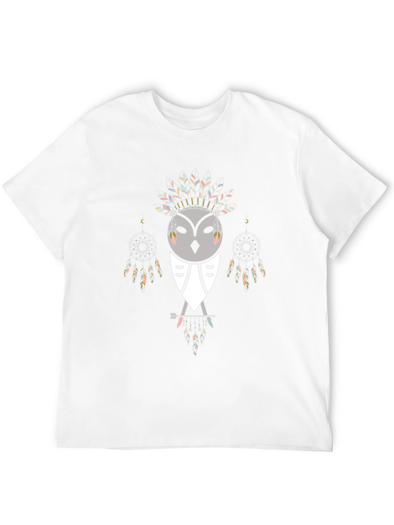 Tribal Owl Graphic Tee - Black Cotton Blend Shirt