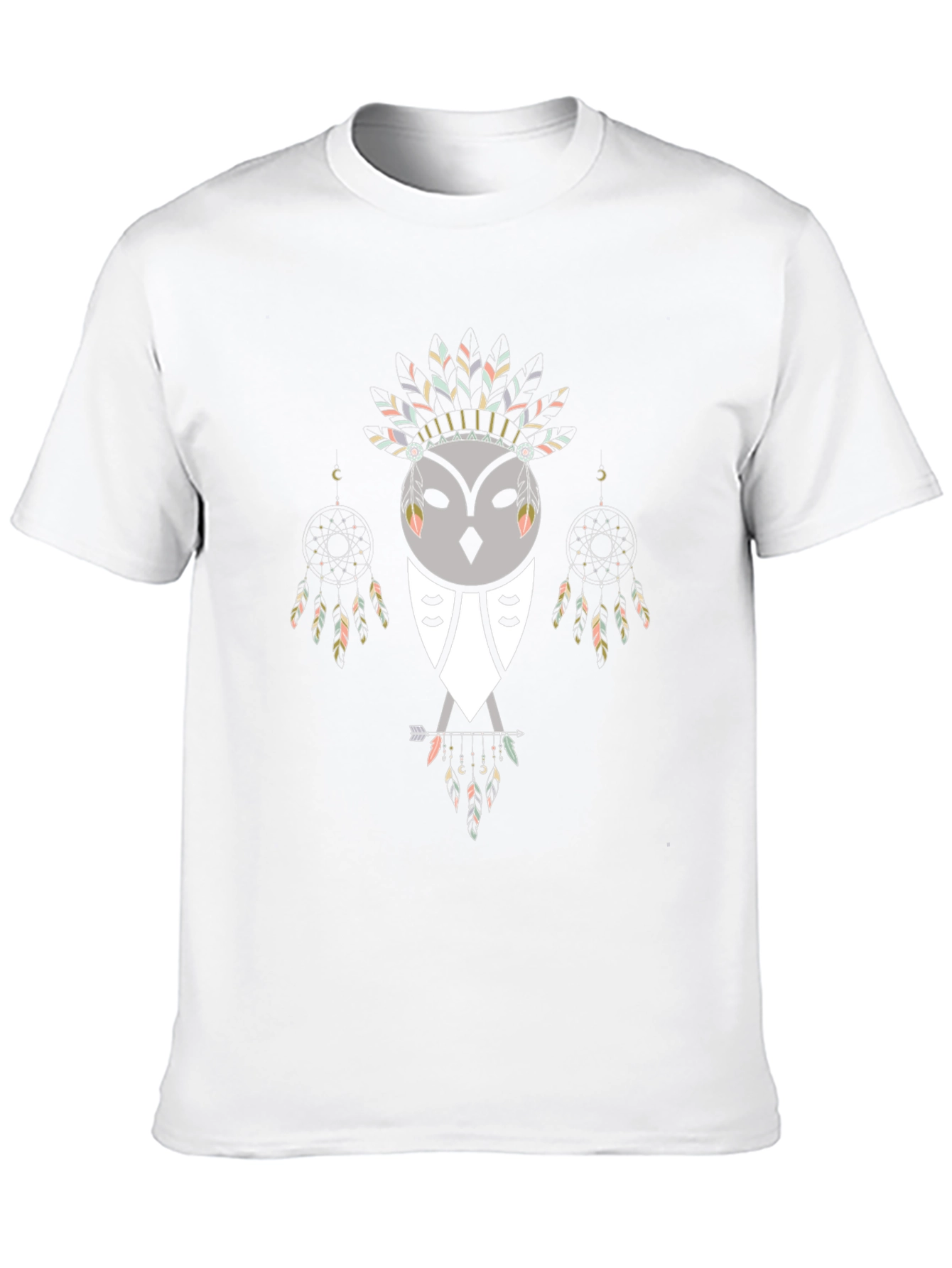 Tribal Owl Graphic Tee - Black Cotton Blend Shirt