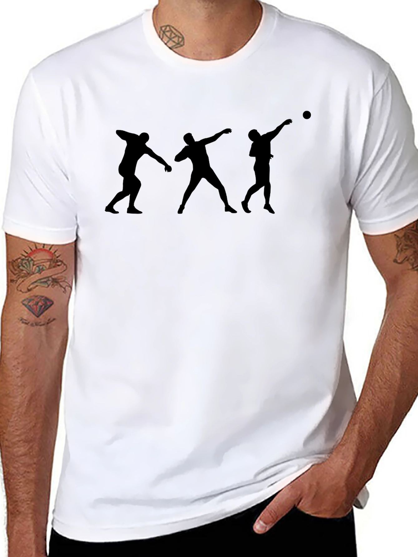 Shot Put Silhouette Graphic Tee - Black Cotton T-Shirt