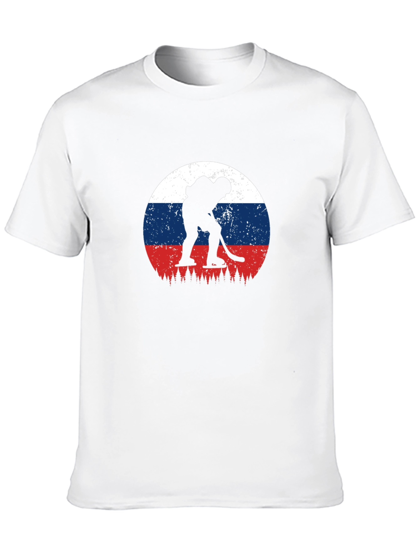 Hockey Player Russia Flag Graphic Tee