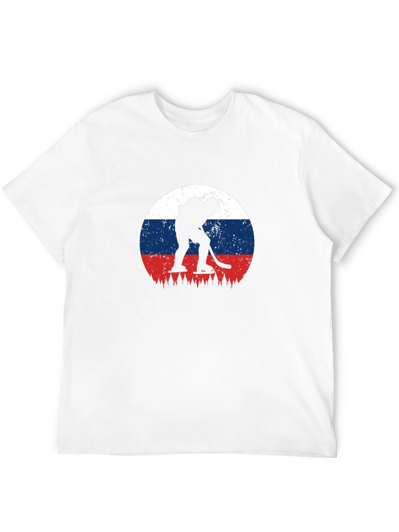 Hockey Player Russia Flag Graphic Tee