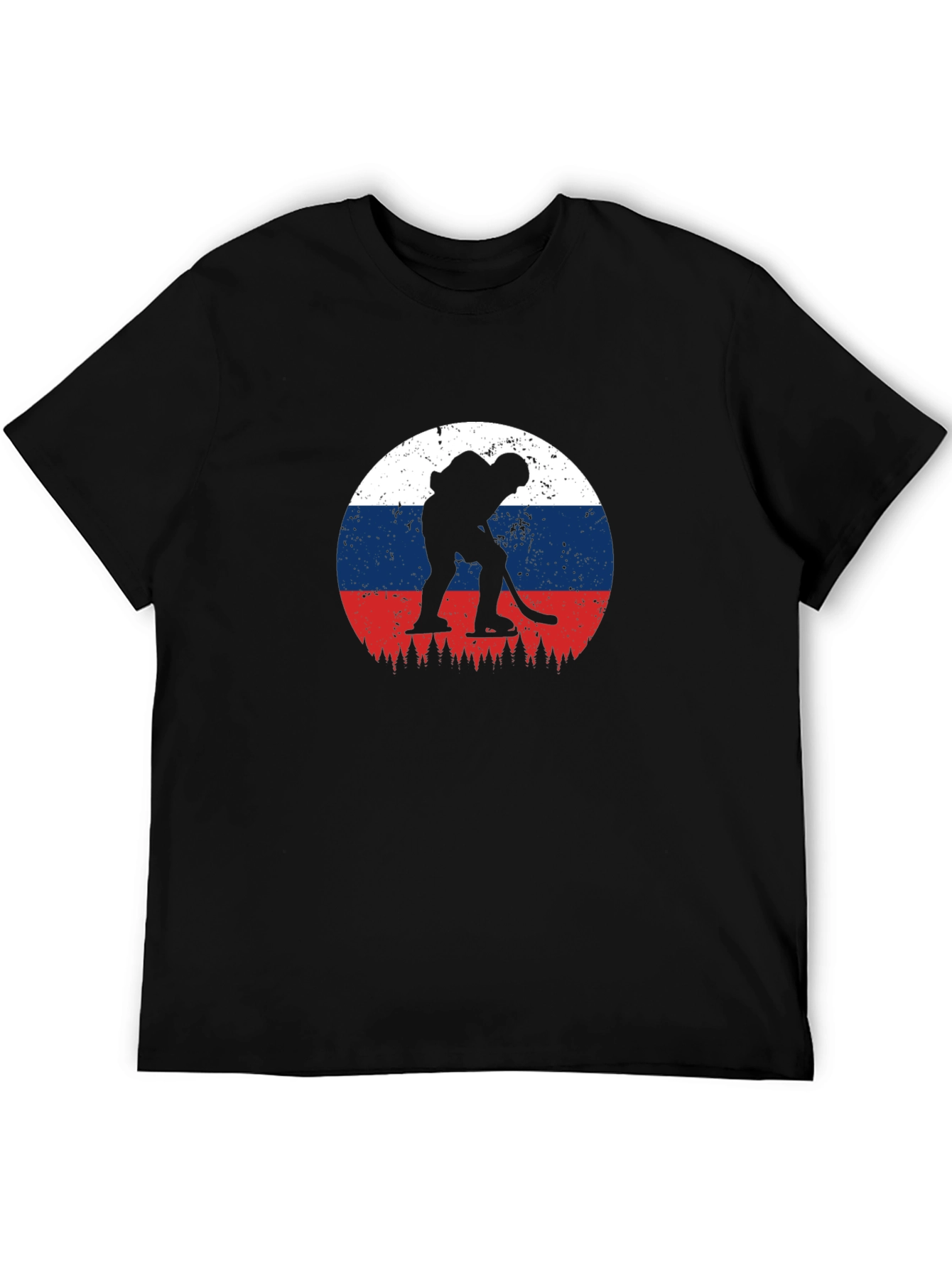 Hockey Player Russia Flag Graphic Tee