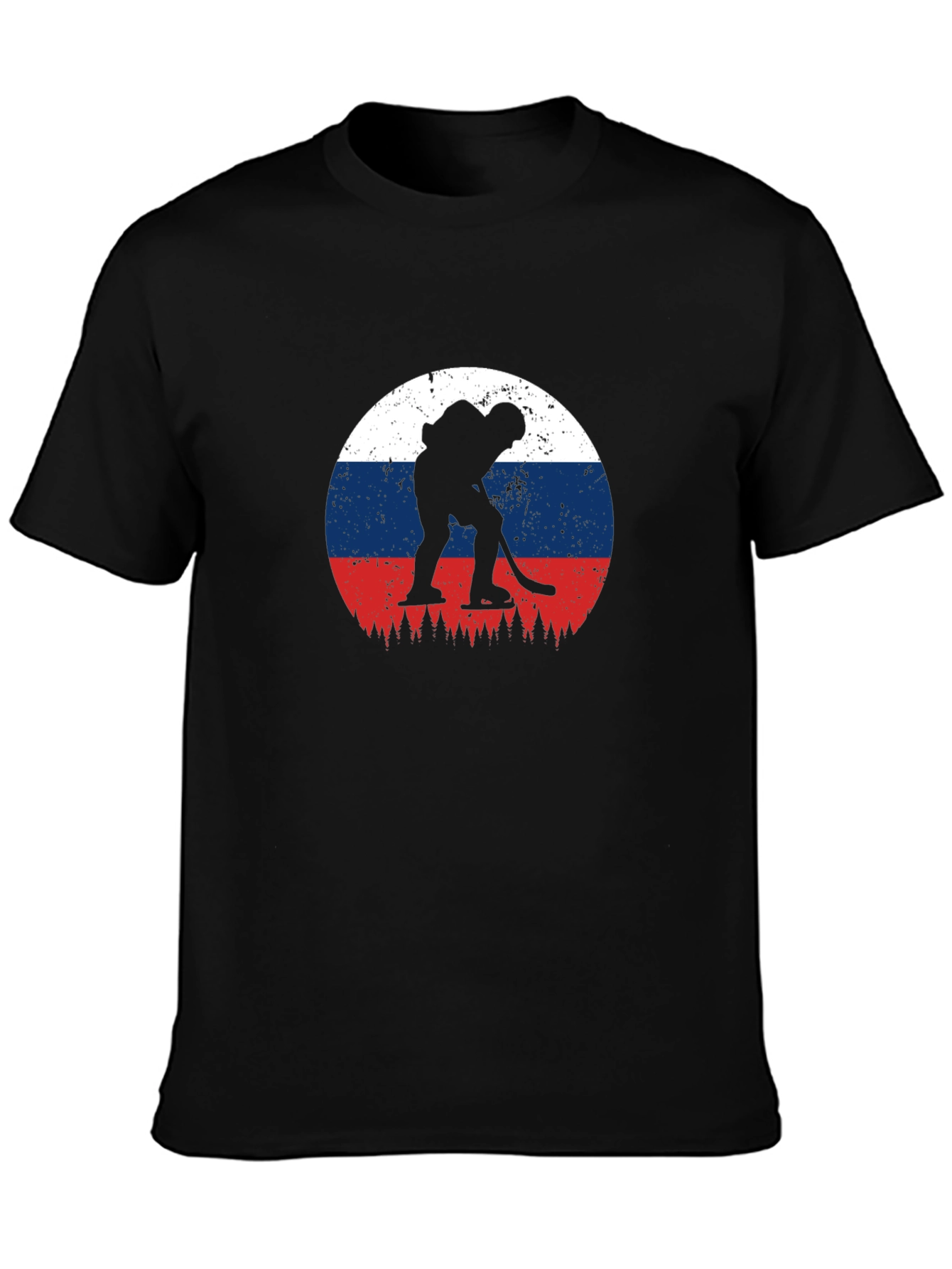 Hockey Player Russia Flag Graphic Tee