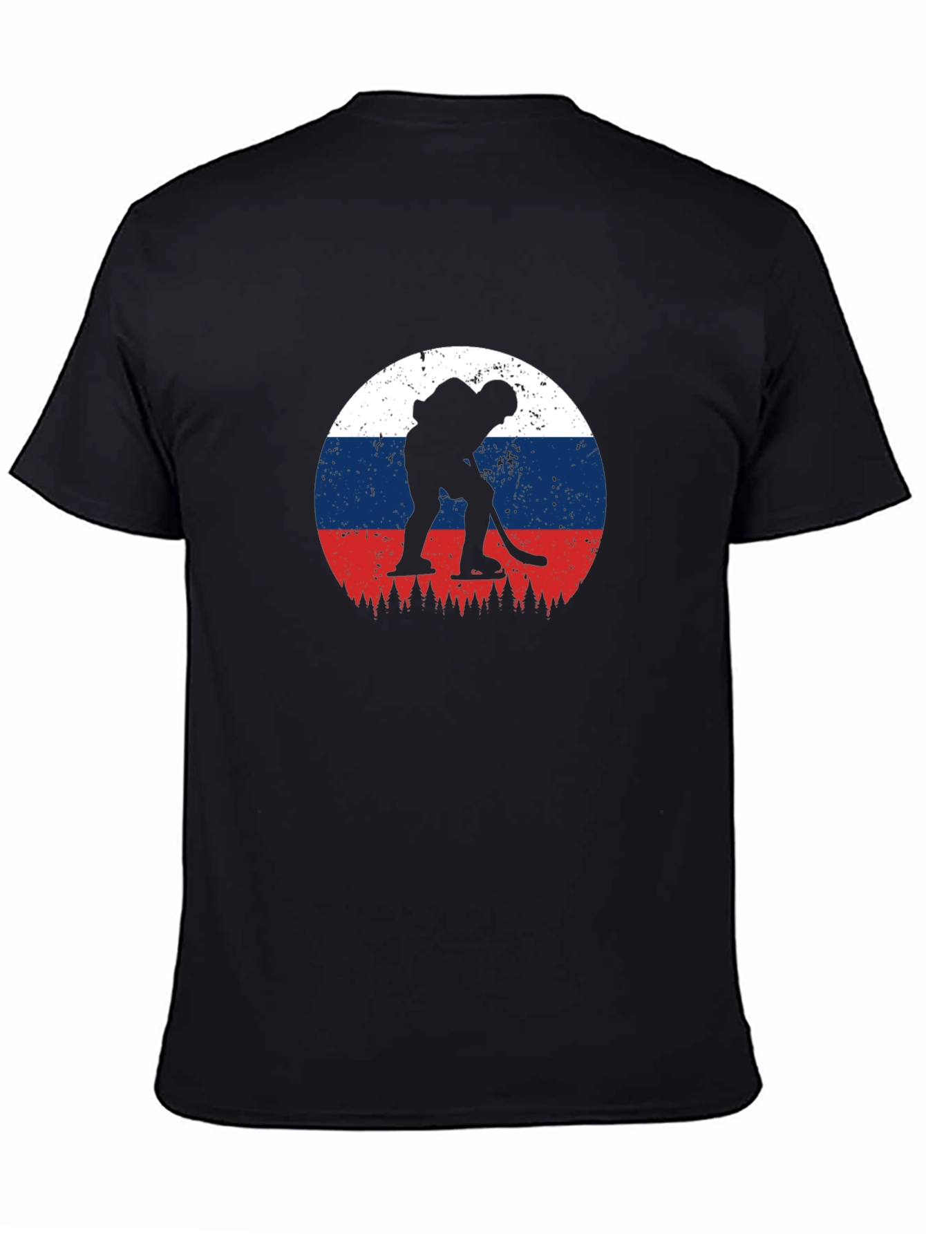 Hockey Player Russia Flag Graphic Tee