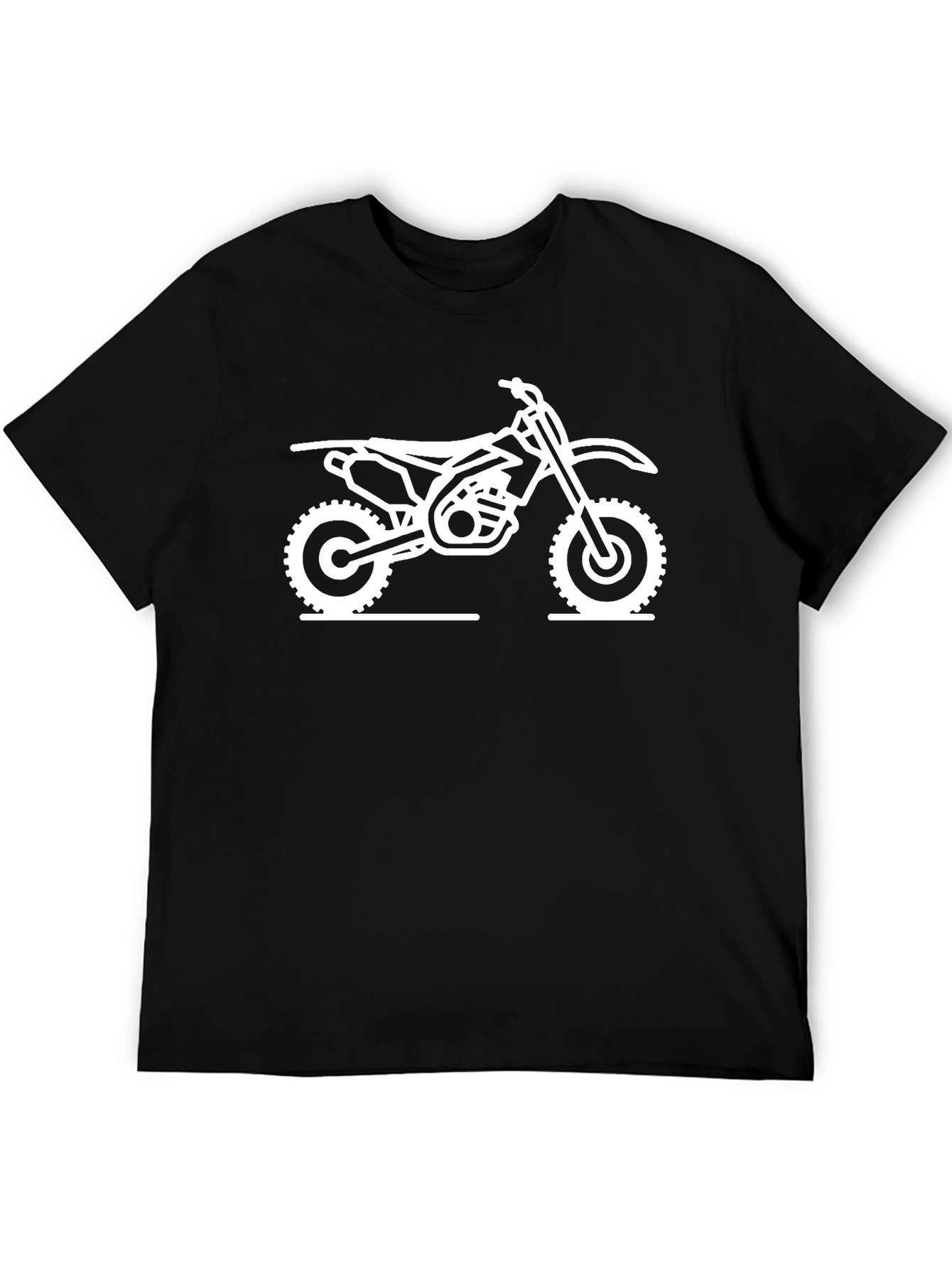 Black T-Shirt with White Motorcycle Graphic