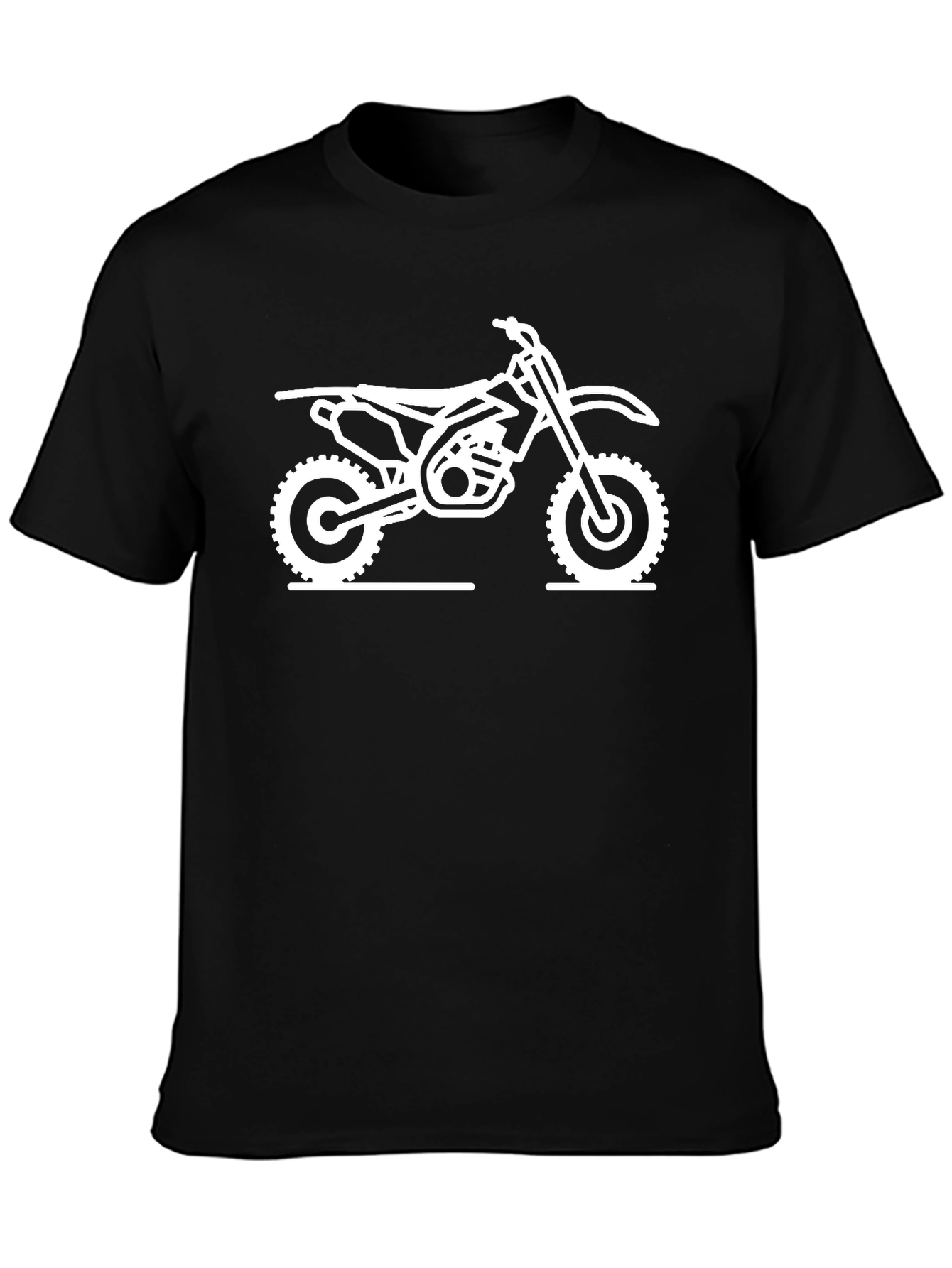 Black T-Shirt with White Motorcycle Graphic