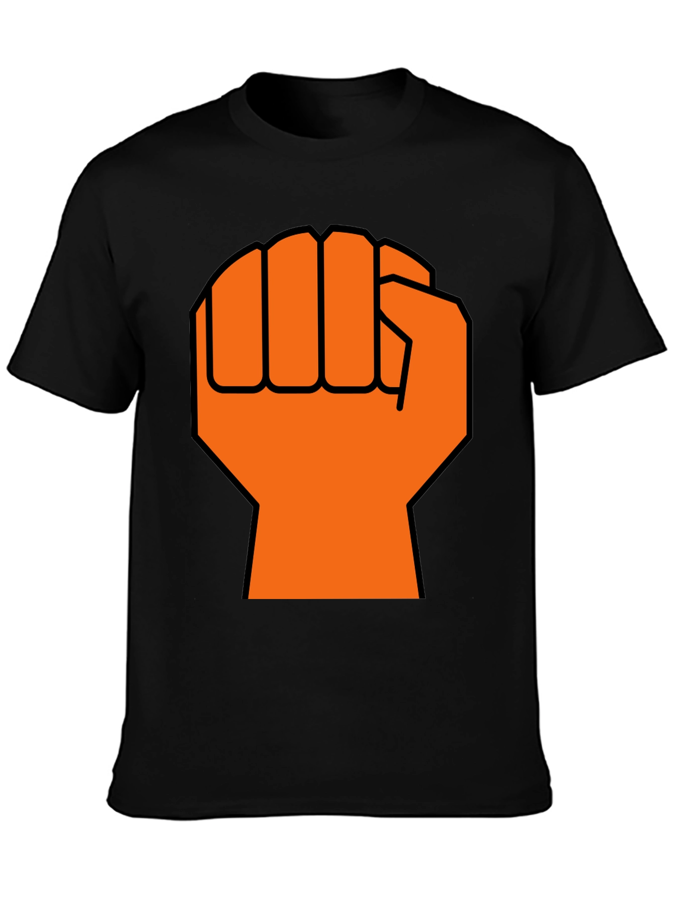 Orange Fist Graphic Black T-Shirt