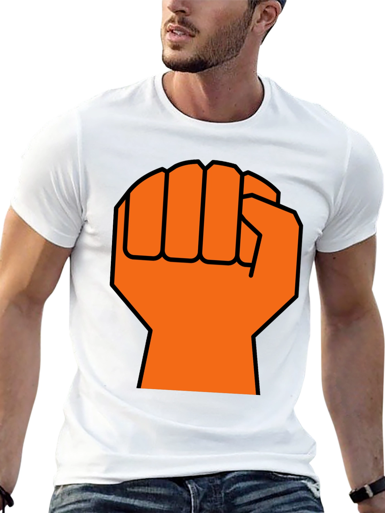 Orange Fist Graphic Black T-Shirt