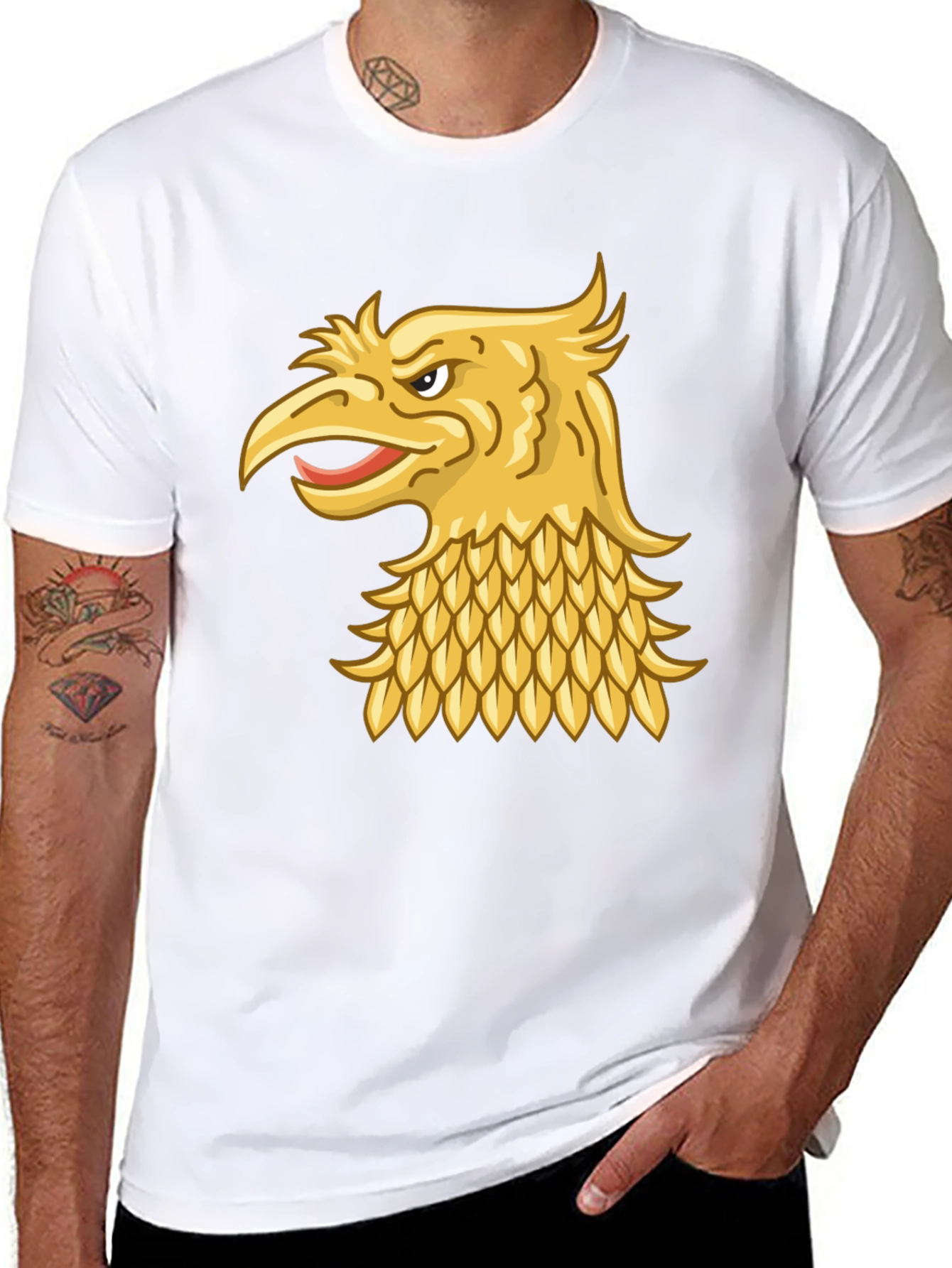 Black T-Shirt with Gold Griffin Design