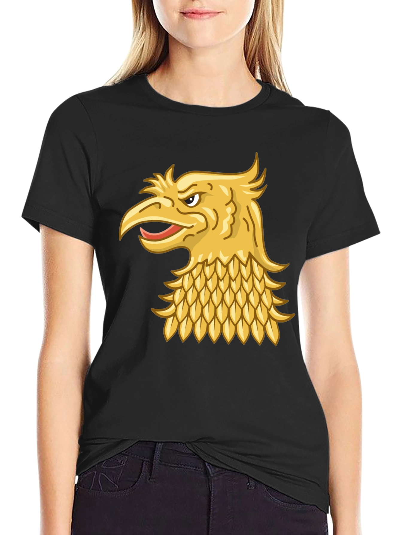 Black T-Shirt with Gold Griffin Design