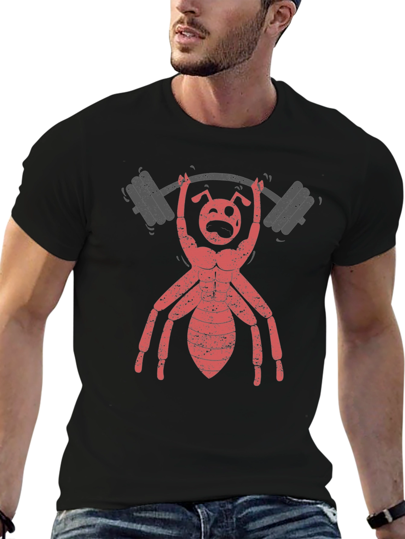 Ant Lifting Weights Graphic T-Shirt