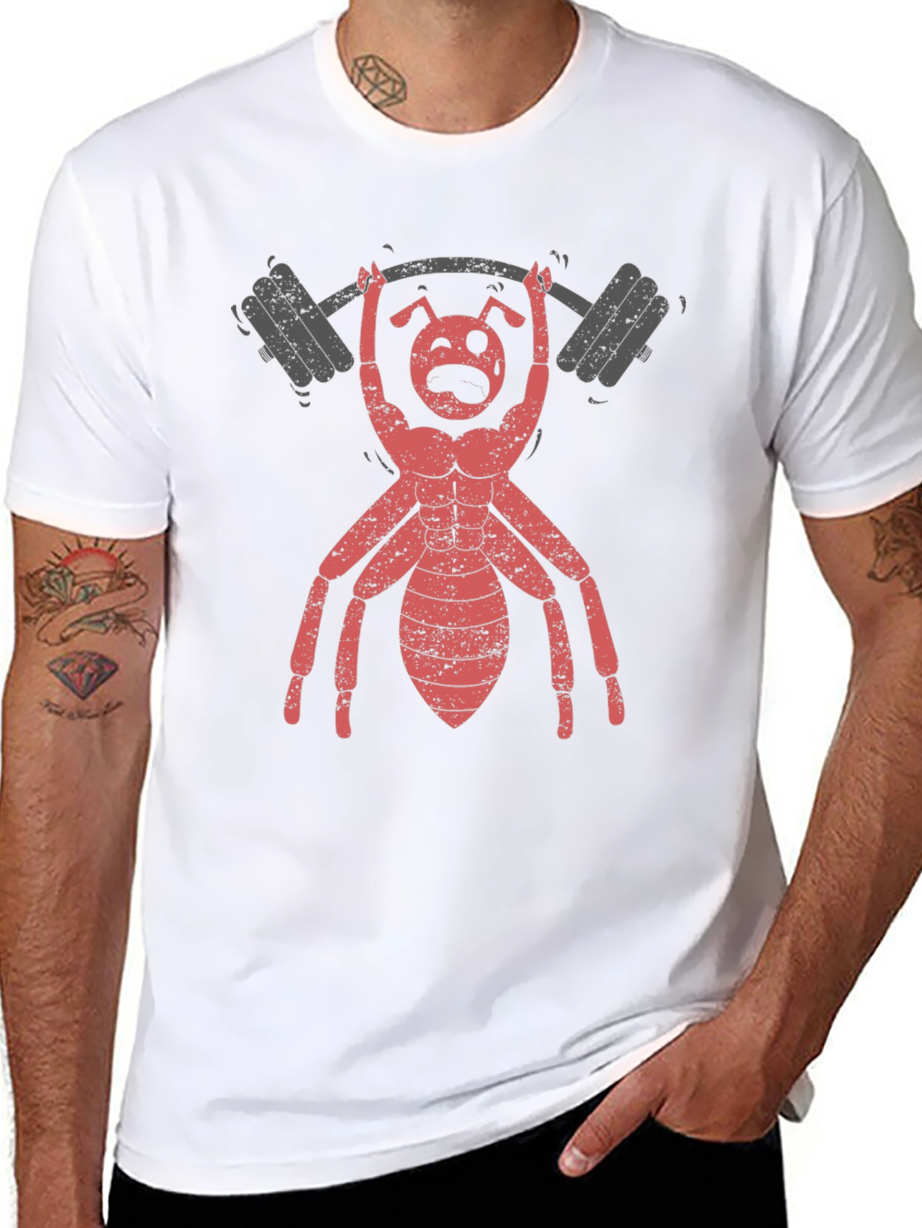 Ant Lifting Weights Graphic T-Shirt