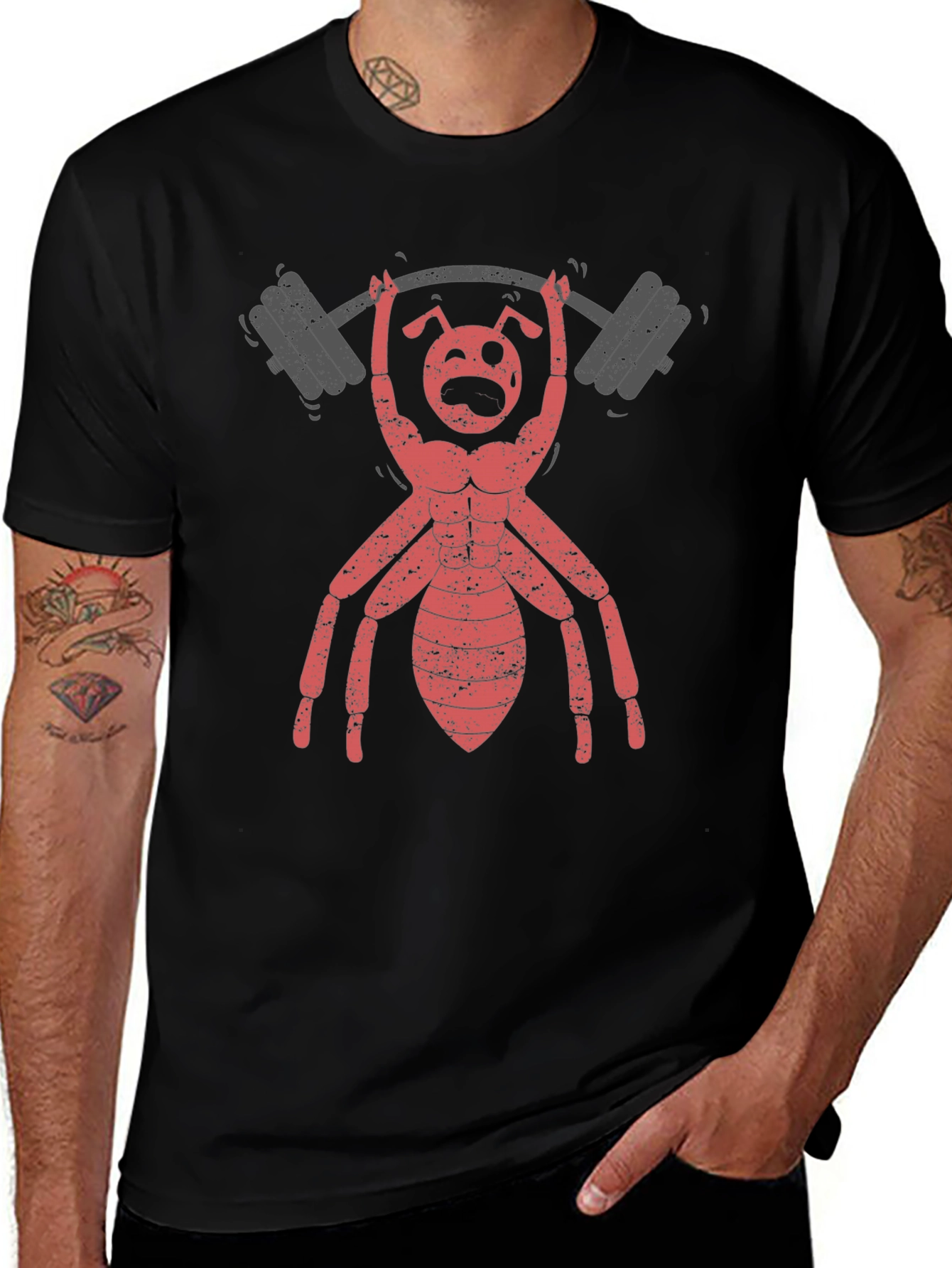 Ant Lifting Weights Graphic T-Shirt